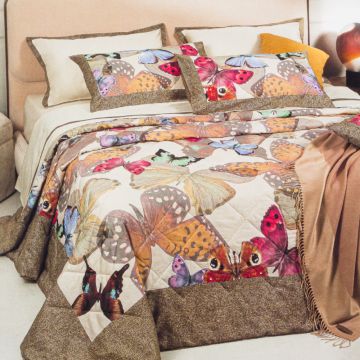 QUILT TRAPUNTATO MATRIMONIALE BUTTERFLY BORBONESE